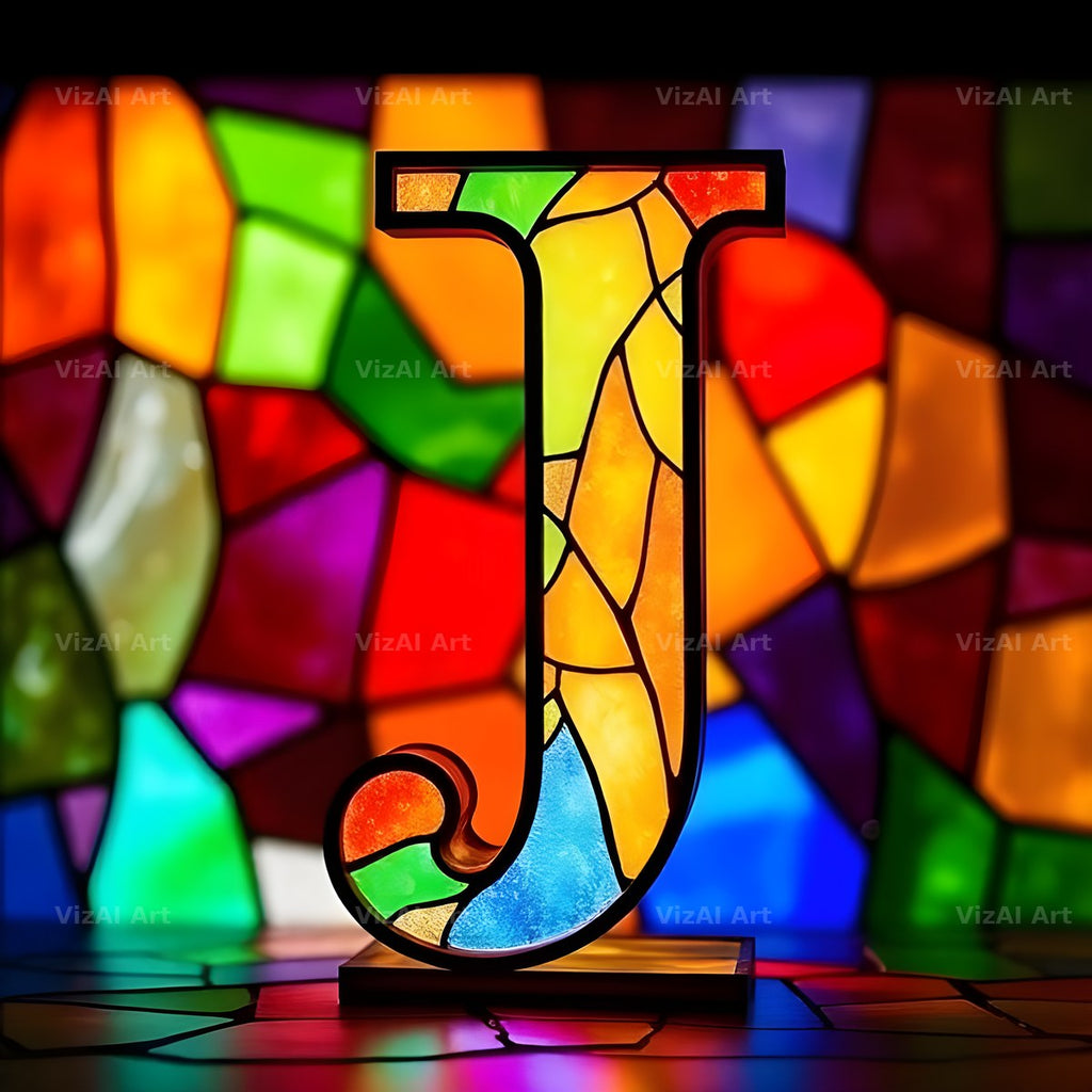 Stained Glass alphabet letter J
