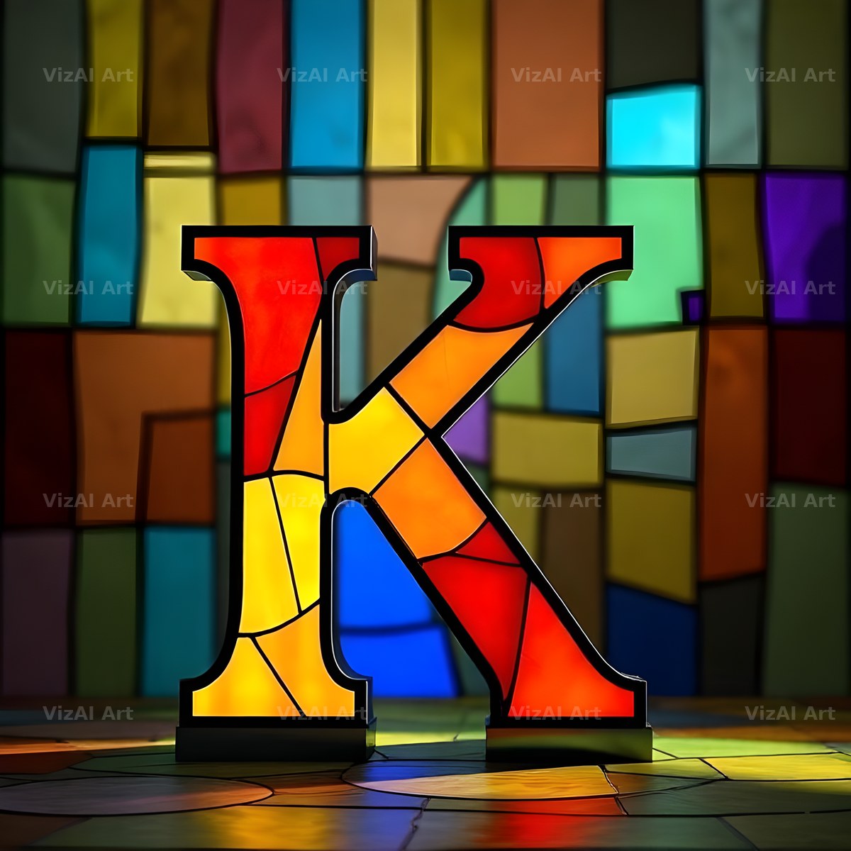 Stained Glass alphabet letter K