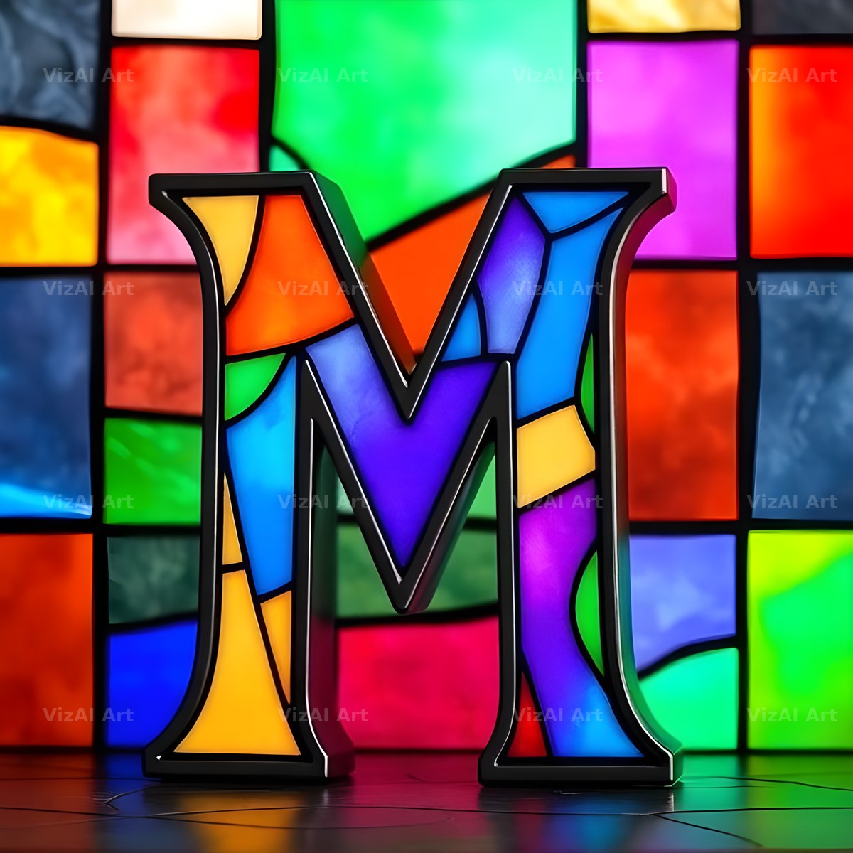Stained Glass alphabet letter M