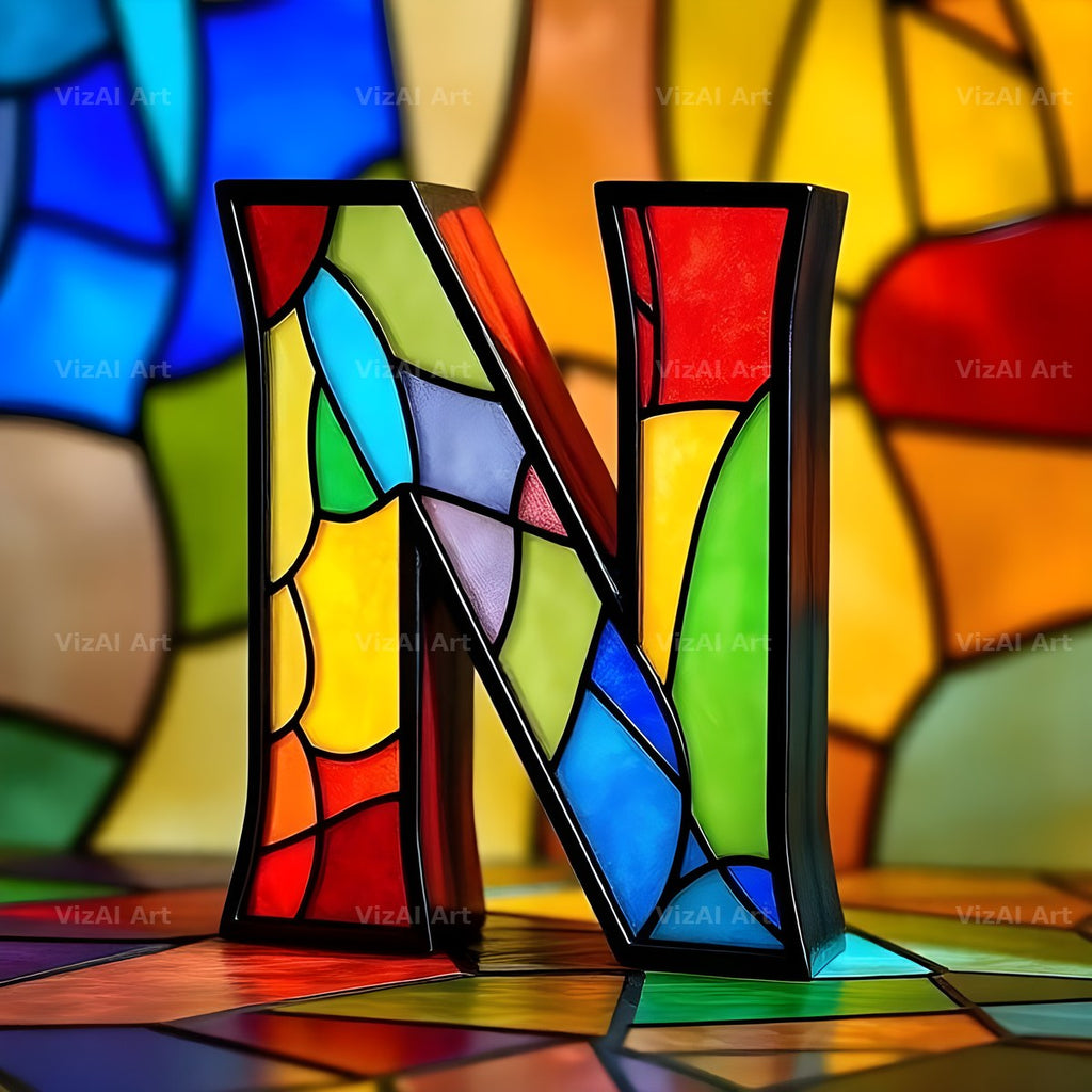 Stained Glass alphabet letter N