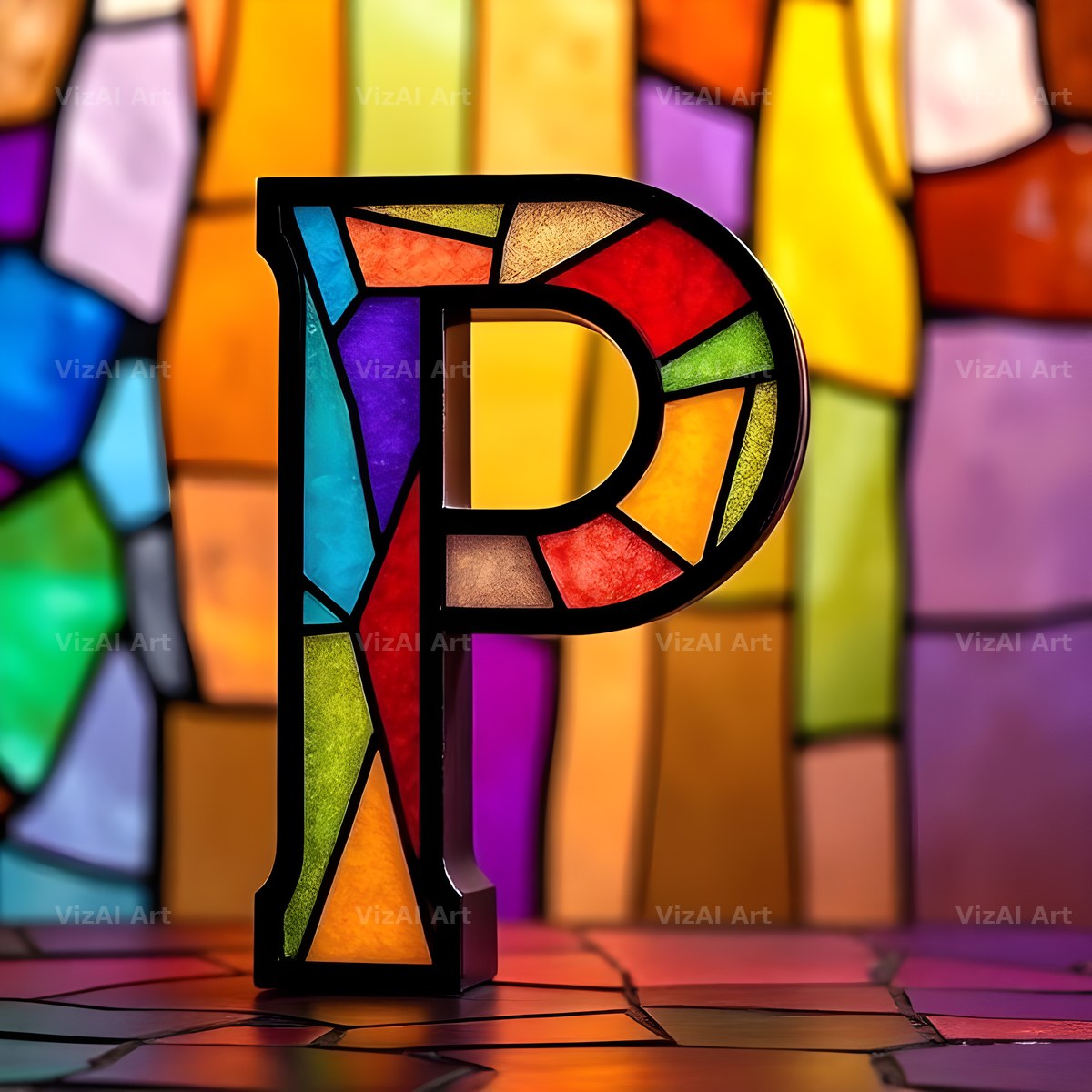 Stained Glass alphabet letter P