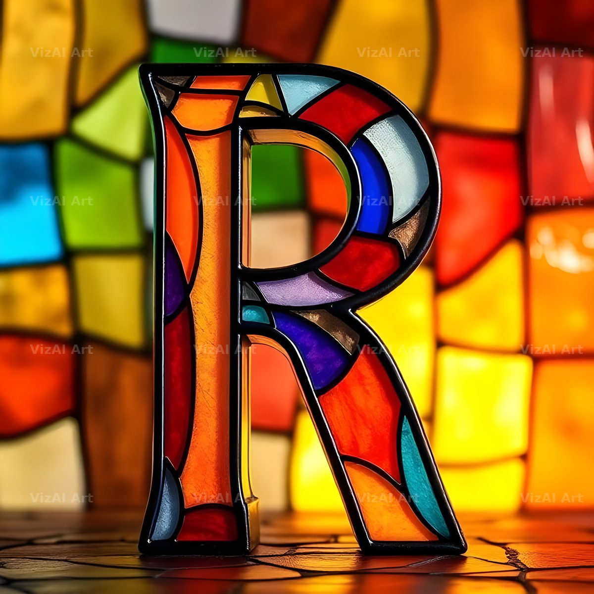 Stained Glass alphabet letter R