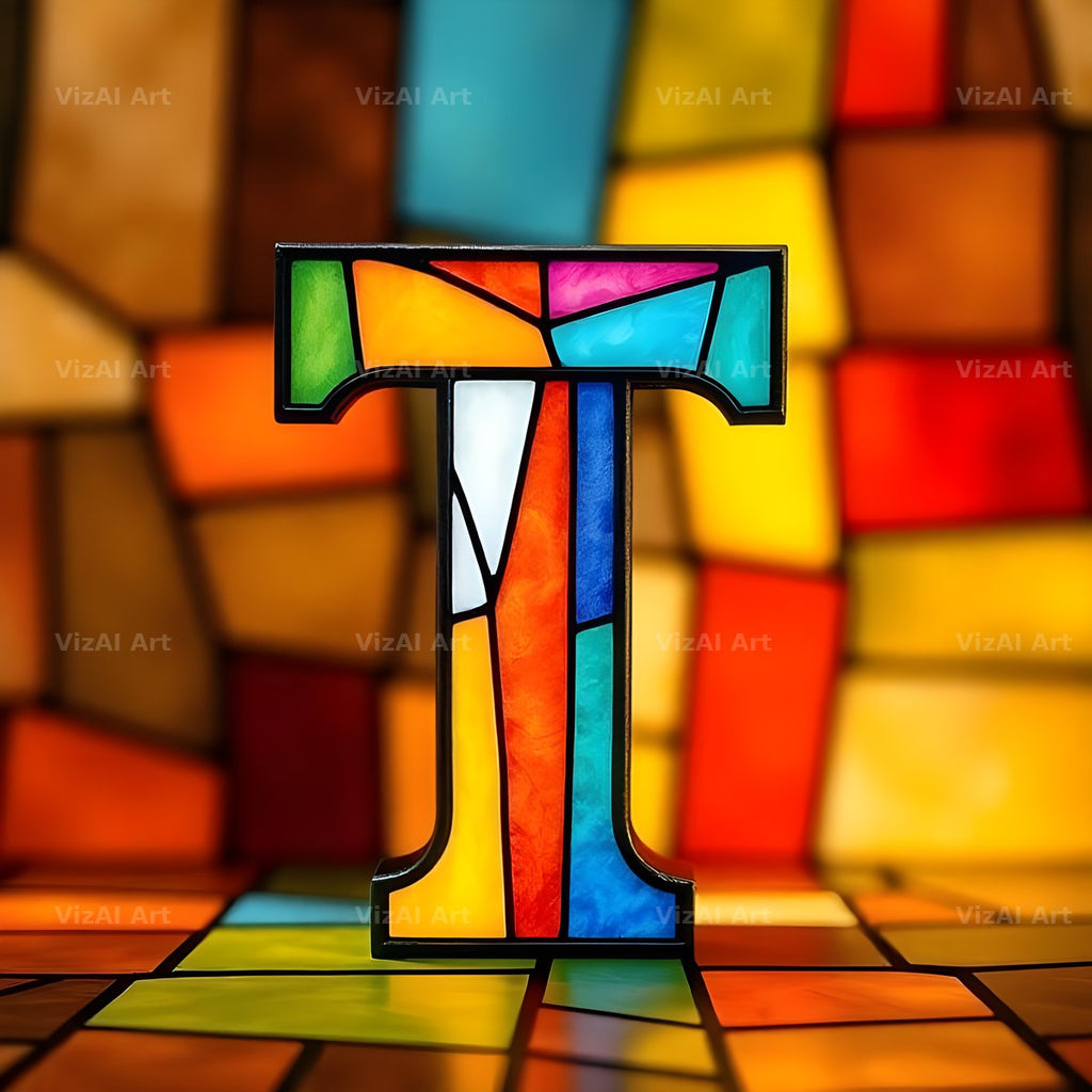 Stained Glass alphabet letter T