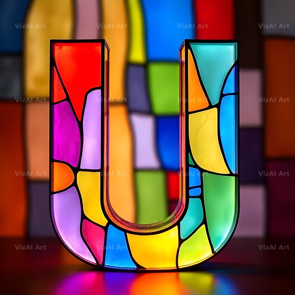 Stained Glass alphabet letter U