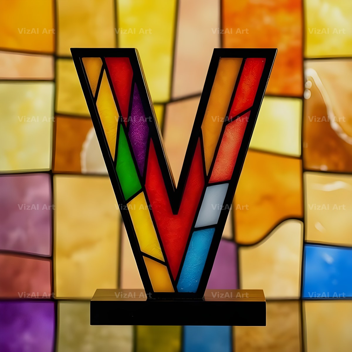 Stained Glass alphabet letter V