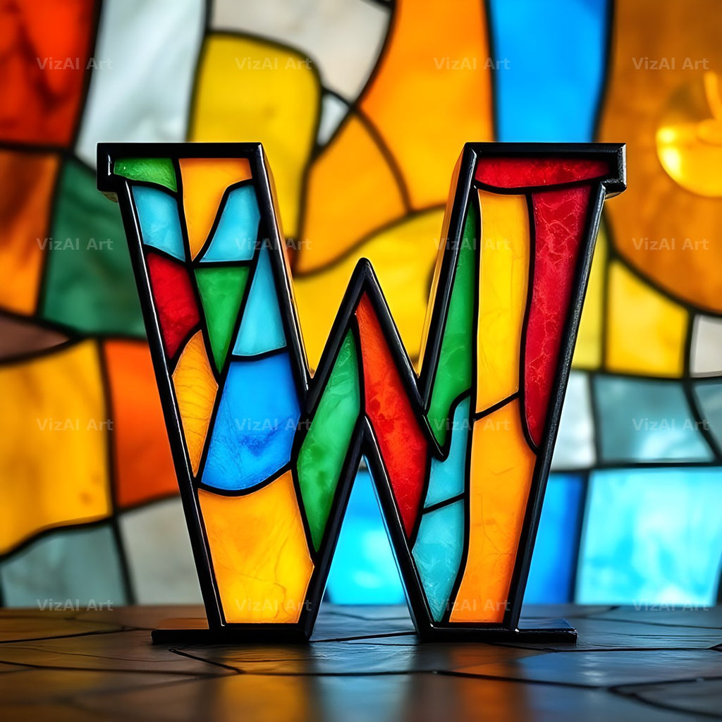 Stained Glass alphabet letter W
