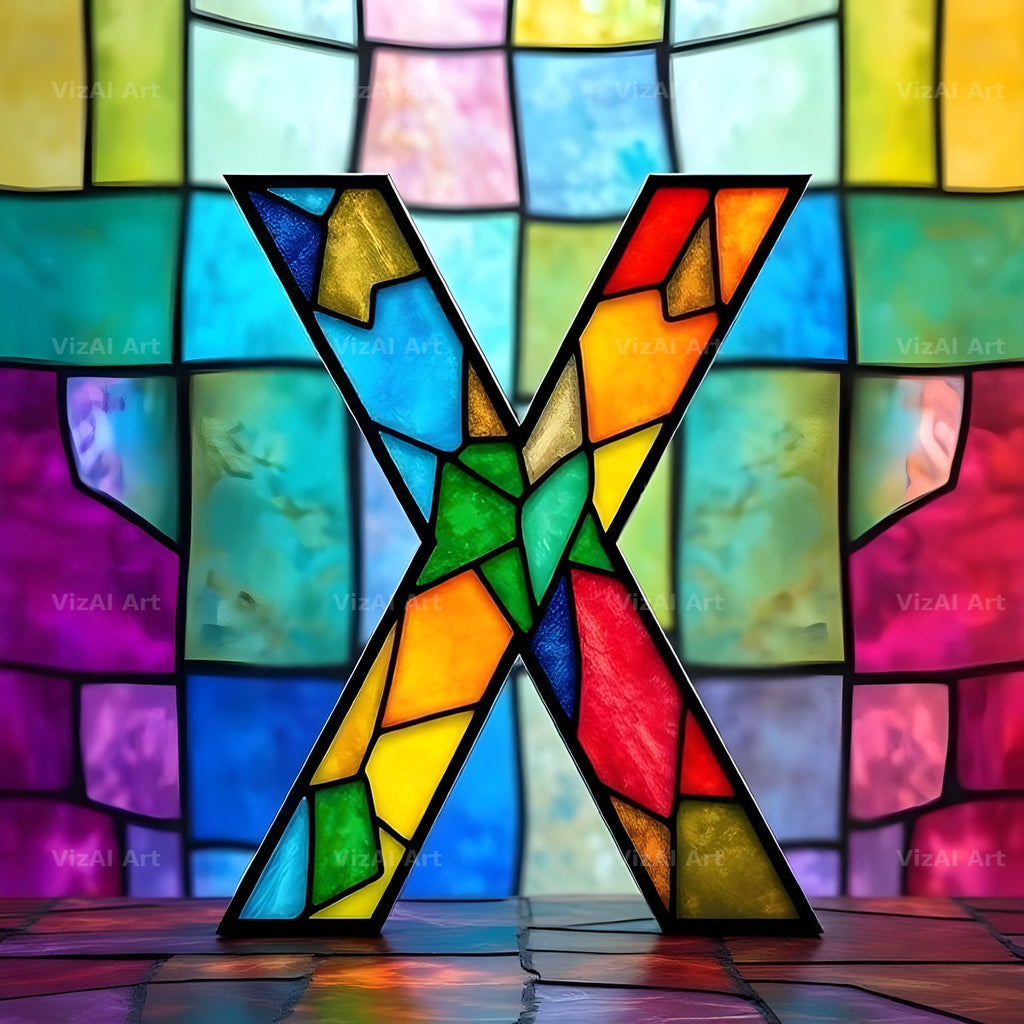 Stained Glass alphabet letter X