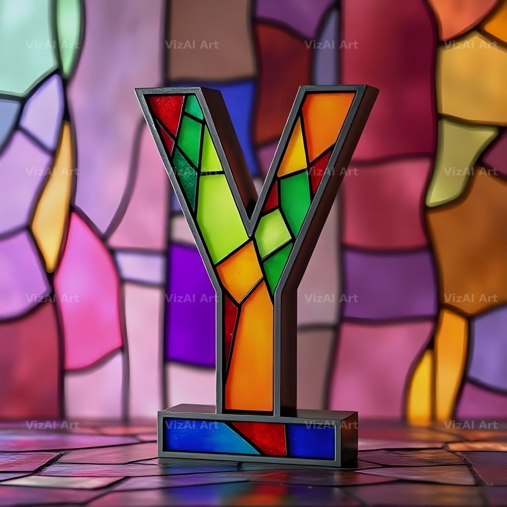 Stained Glass alphabet letter Y