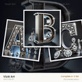 Silver Jewel Earring alphabet — choose an individual printable letter