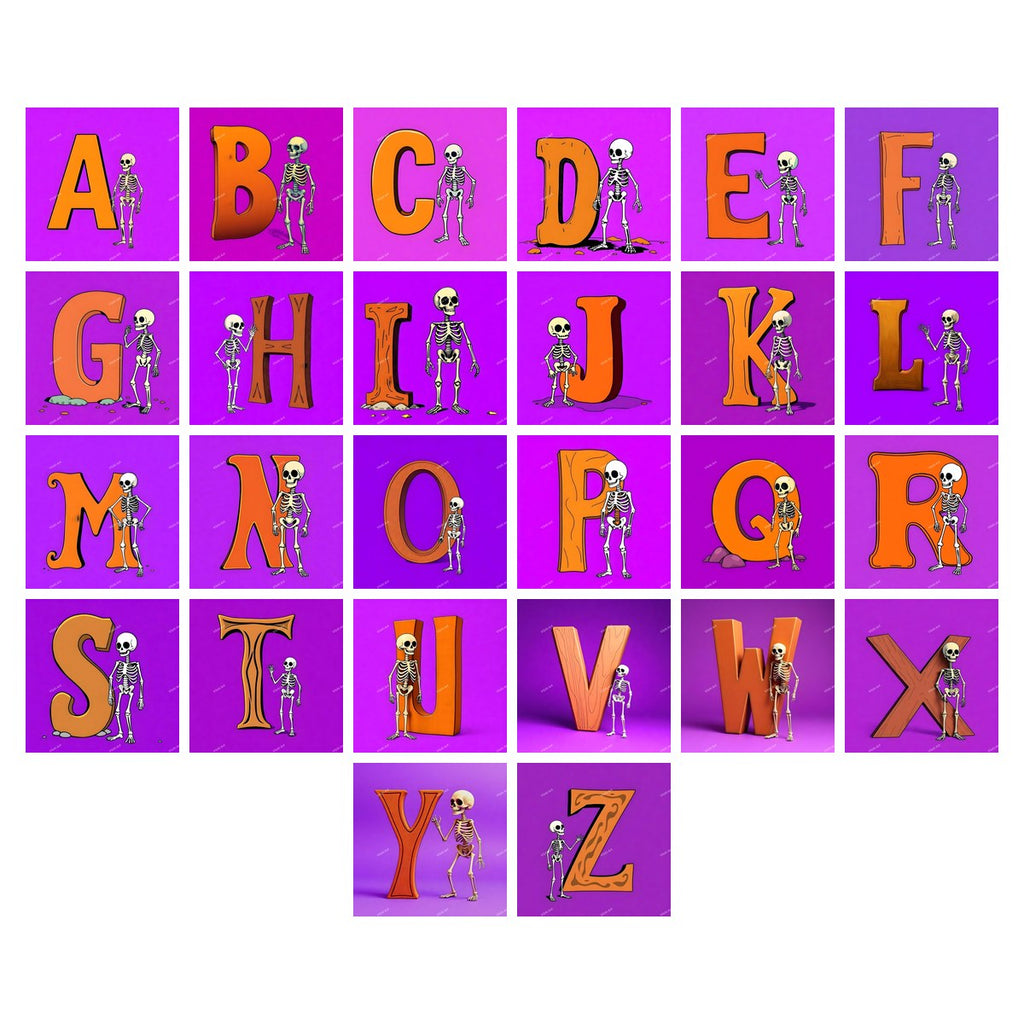 Skeleton Alphabet — choose your individual printable letter A to Z