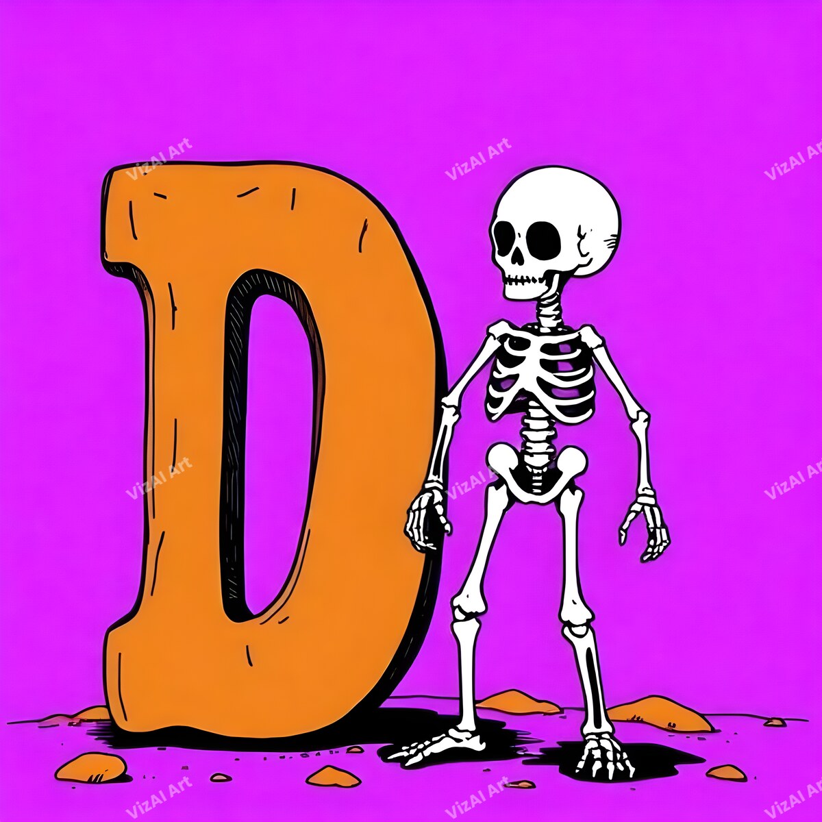 Skeleton alphabet letter D