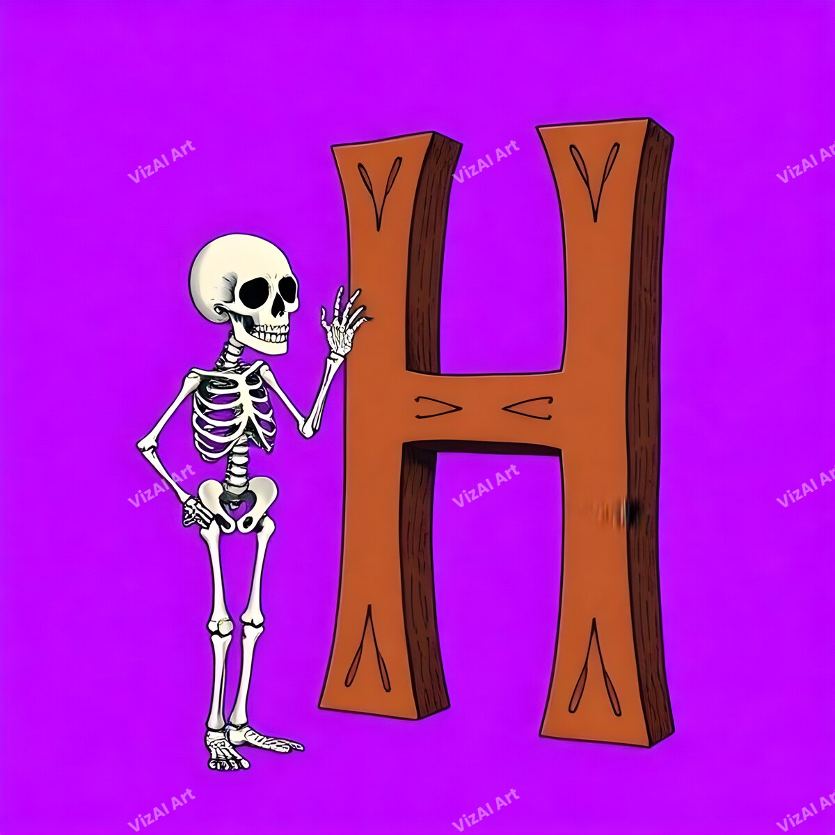 Skeleton alphabet letter H