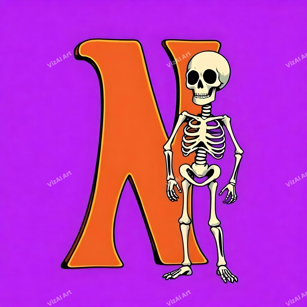 Skeleton alphabet letter N