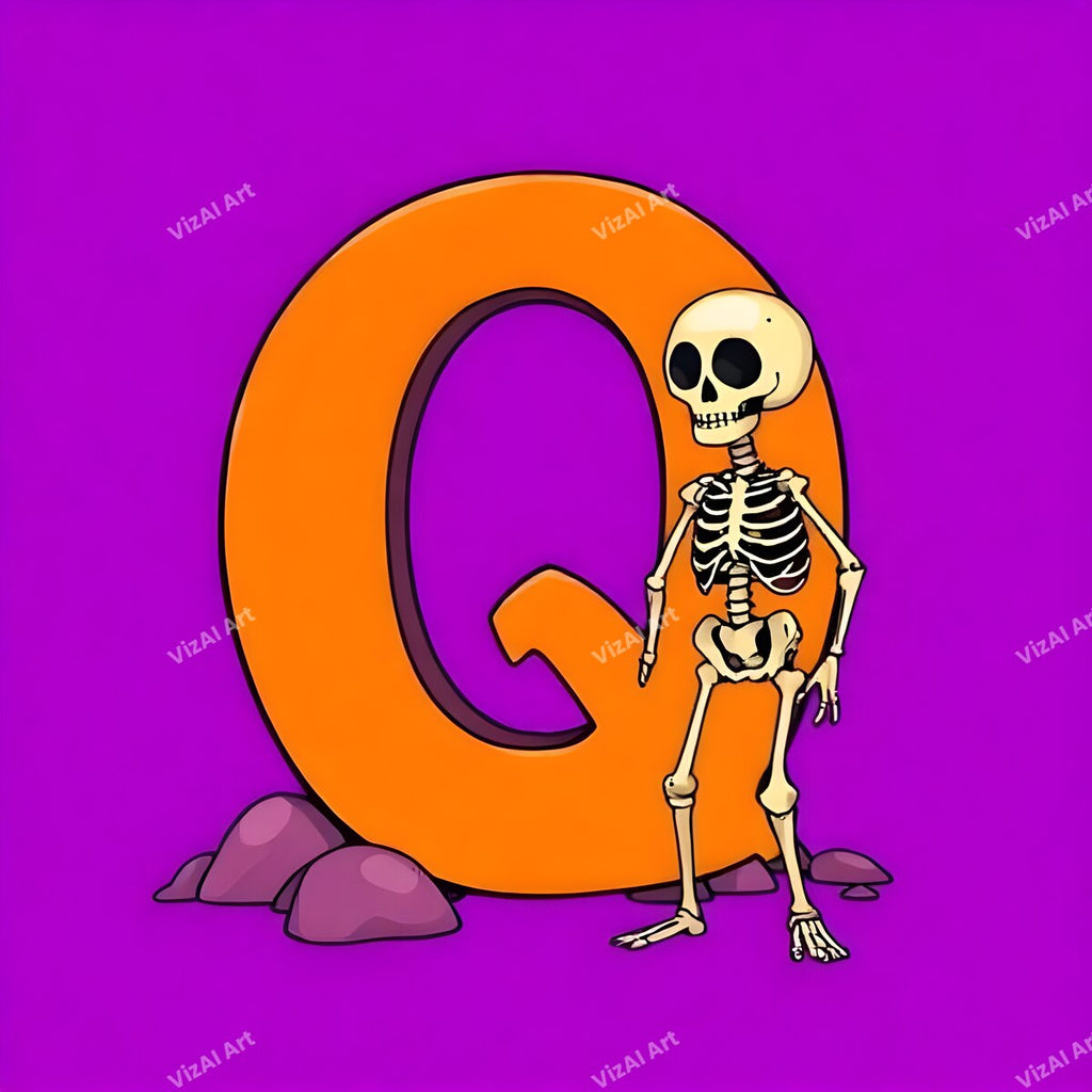 Skeleton alphabet letter Q