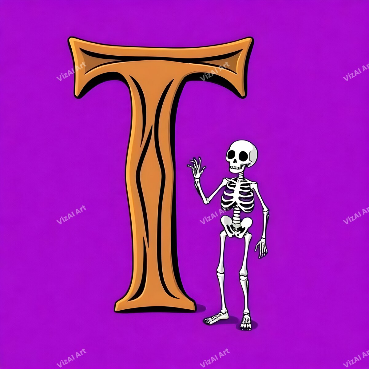 Skeleton alphabet letter T