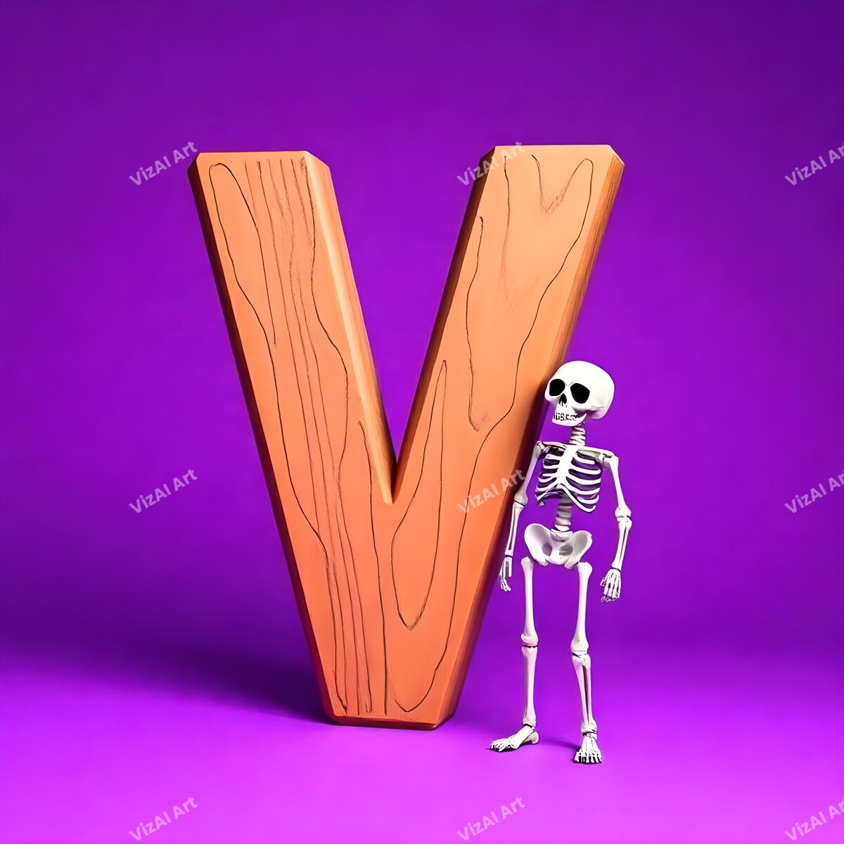Skeleton alphabet letter V