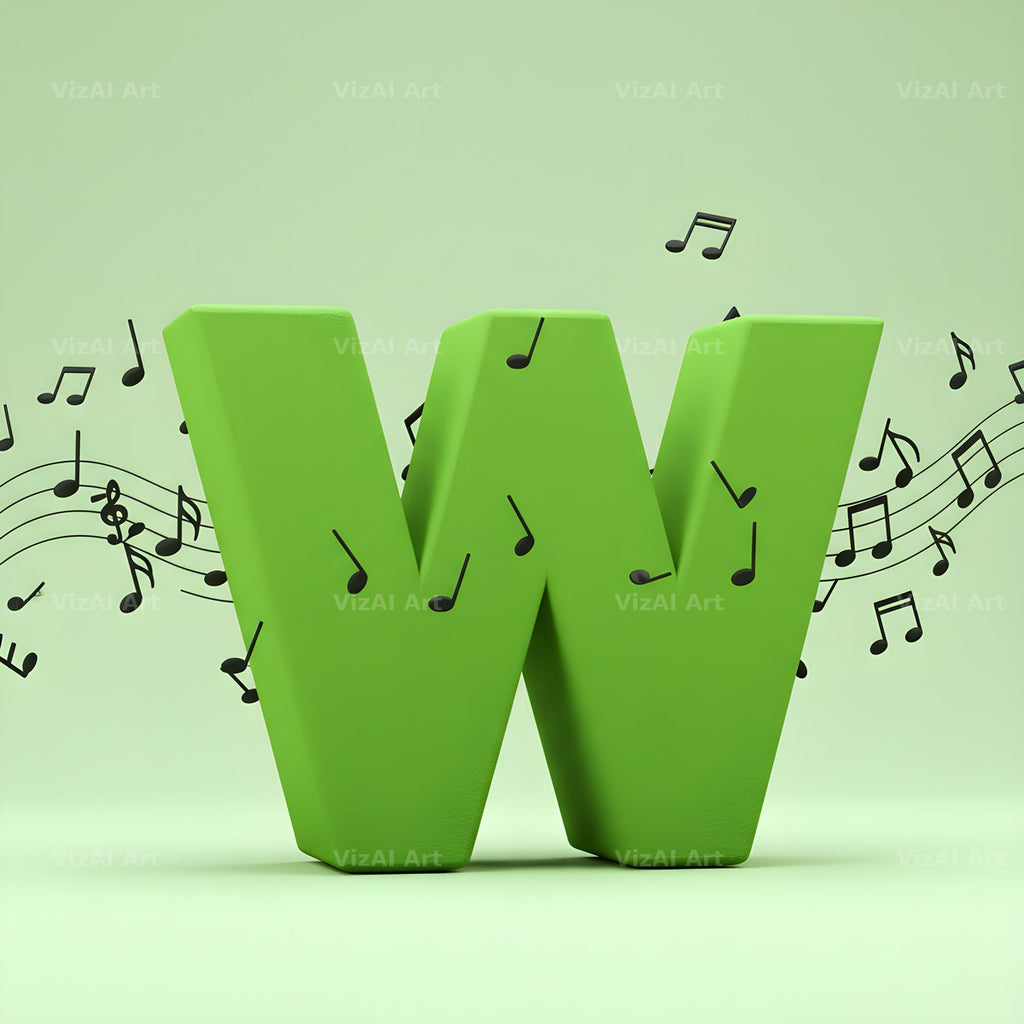 Sheet Music alphabet letter W