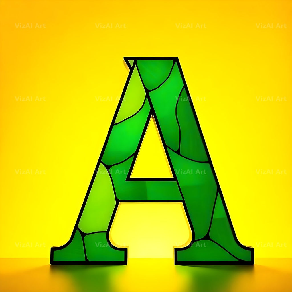 Green Stained Glass alphabet letter A