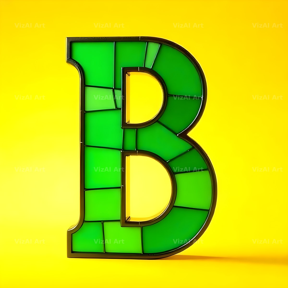 Green Stained Glass alphabet letter B