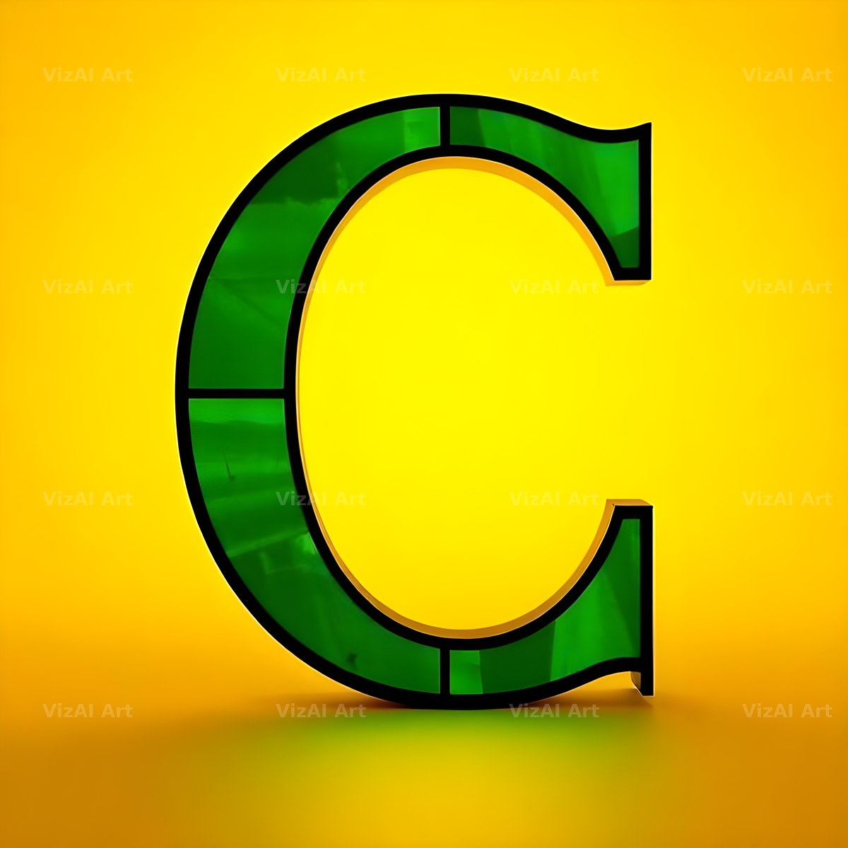 Green Stained Glass alphabet letter C