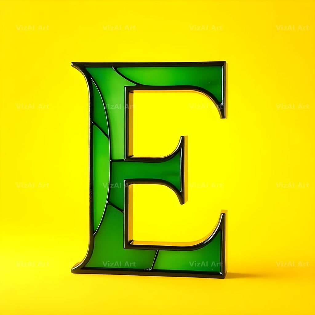 Green Stained Glass alphabet letter E