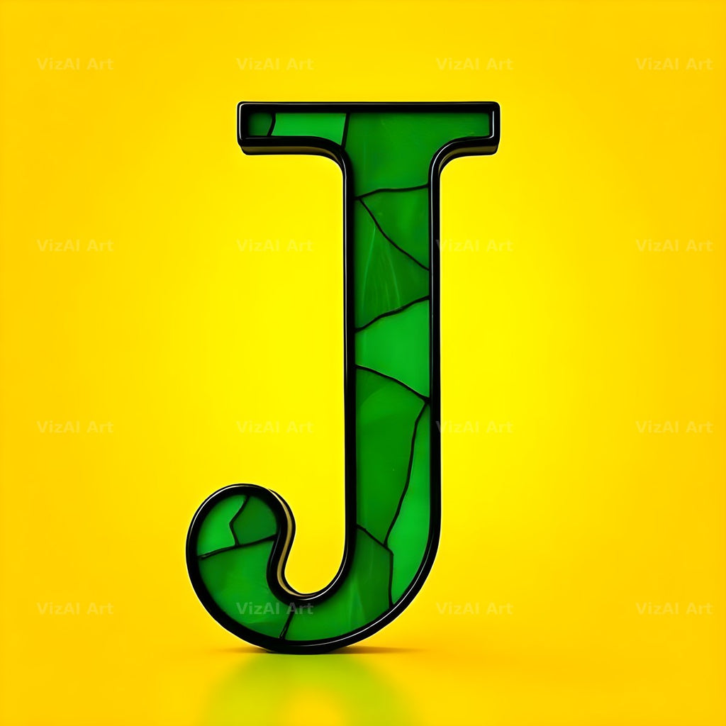 Green Stained Glass alphabet letter J