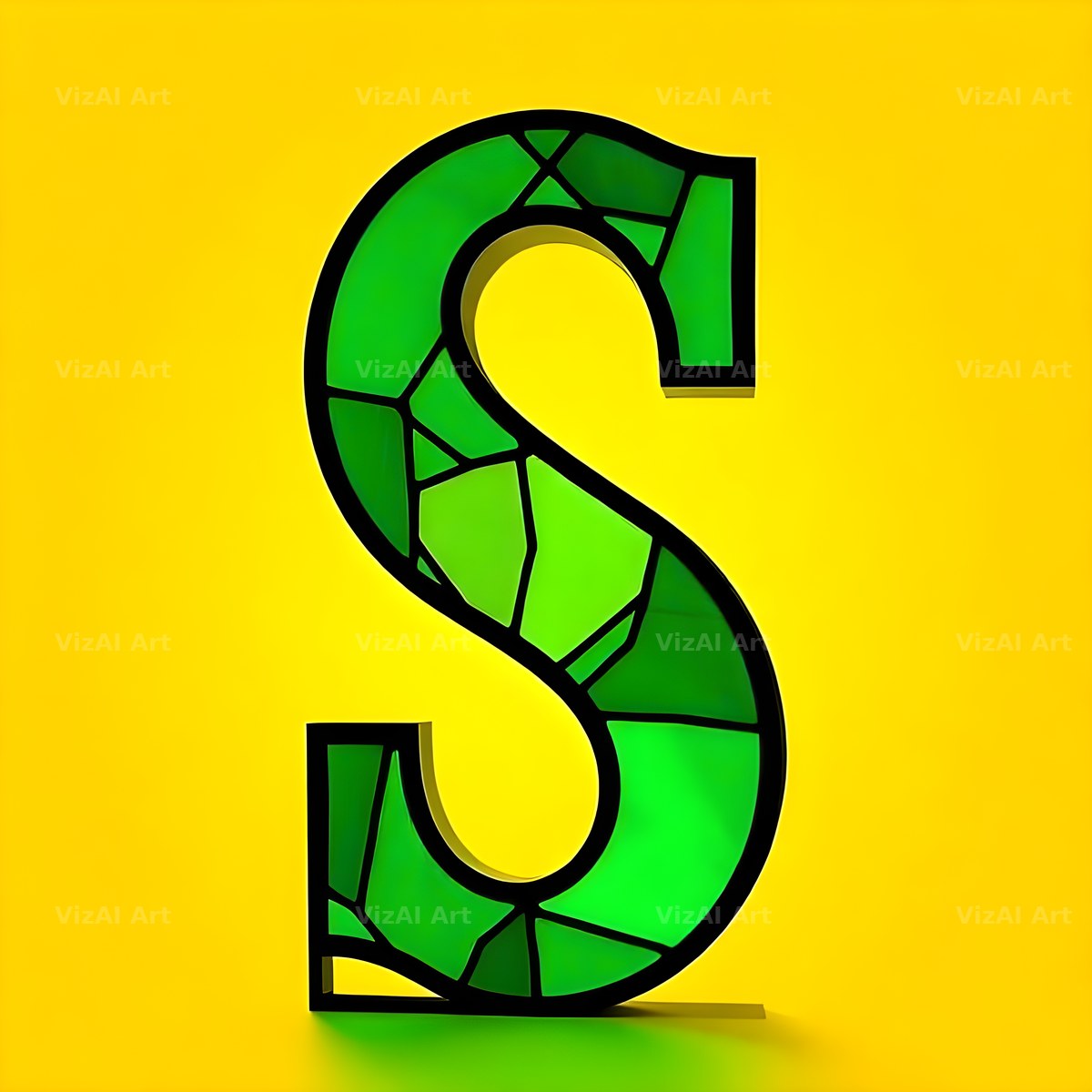 Green Stained Glass alphabet letter S