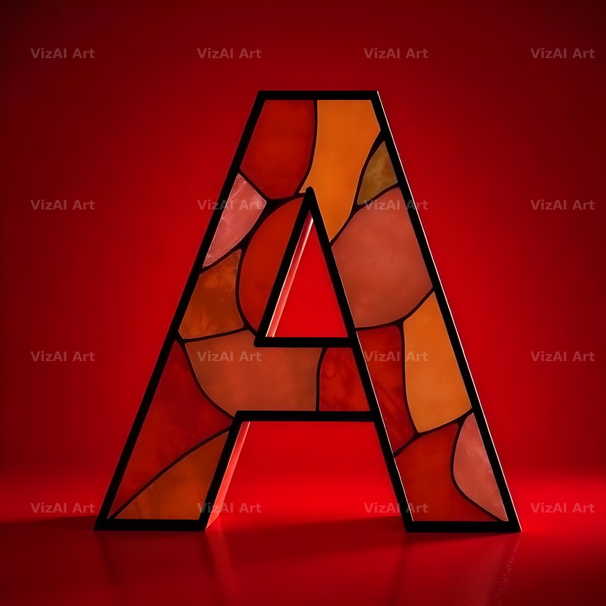 Red Stained Glass alphabet letter A