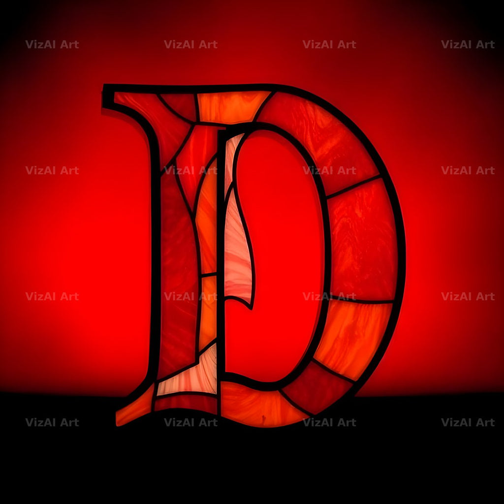 Red Stained Glass alphabet letter D
