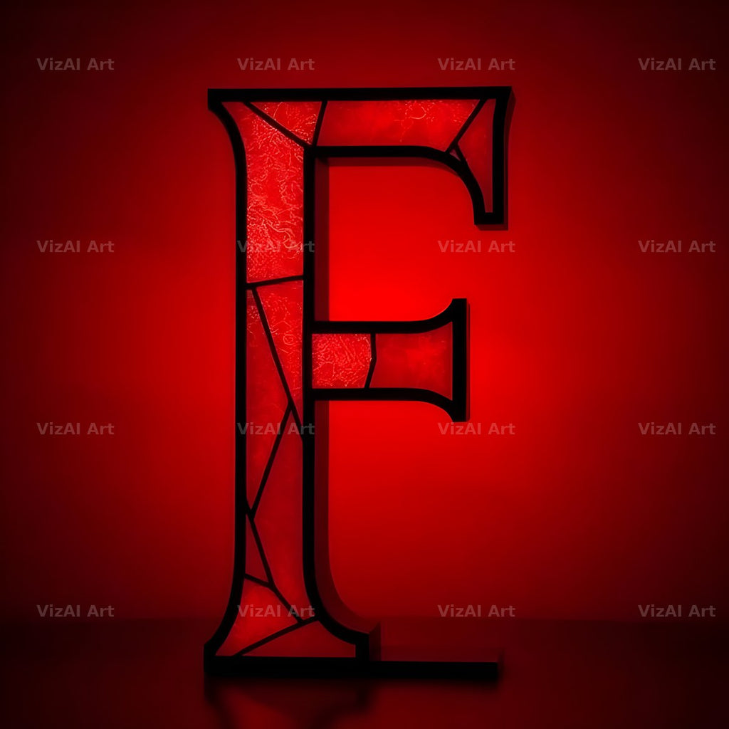 Red Stained Glass alphabet letter F