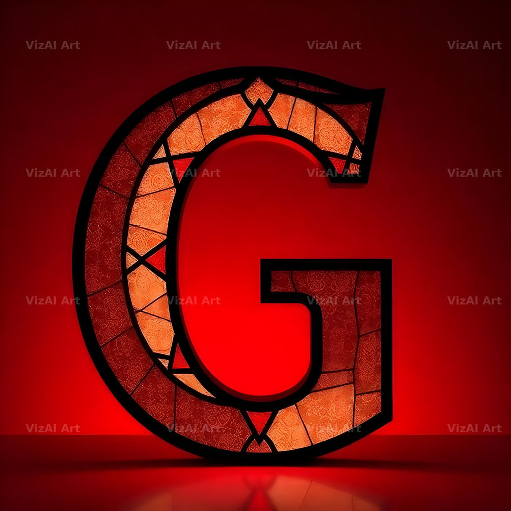 Red Stained Glass alphabet letter G