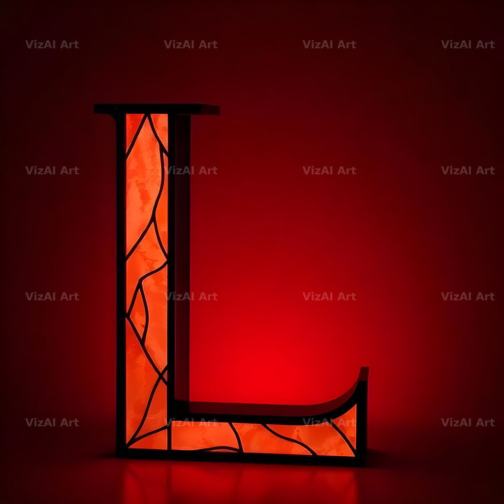 Red Stained Glass alphabet letter L