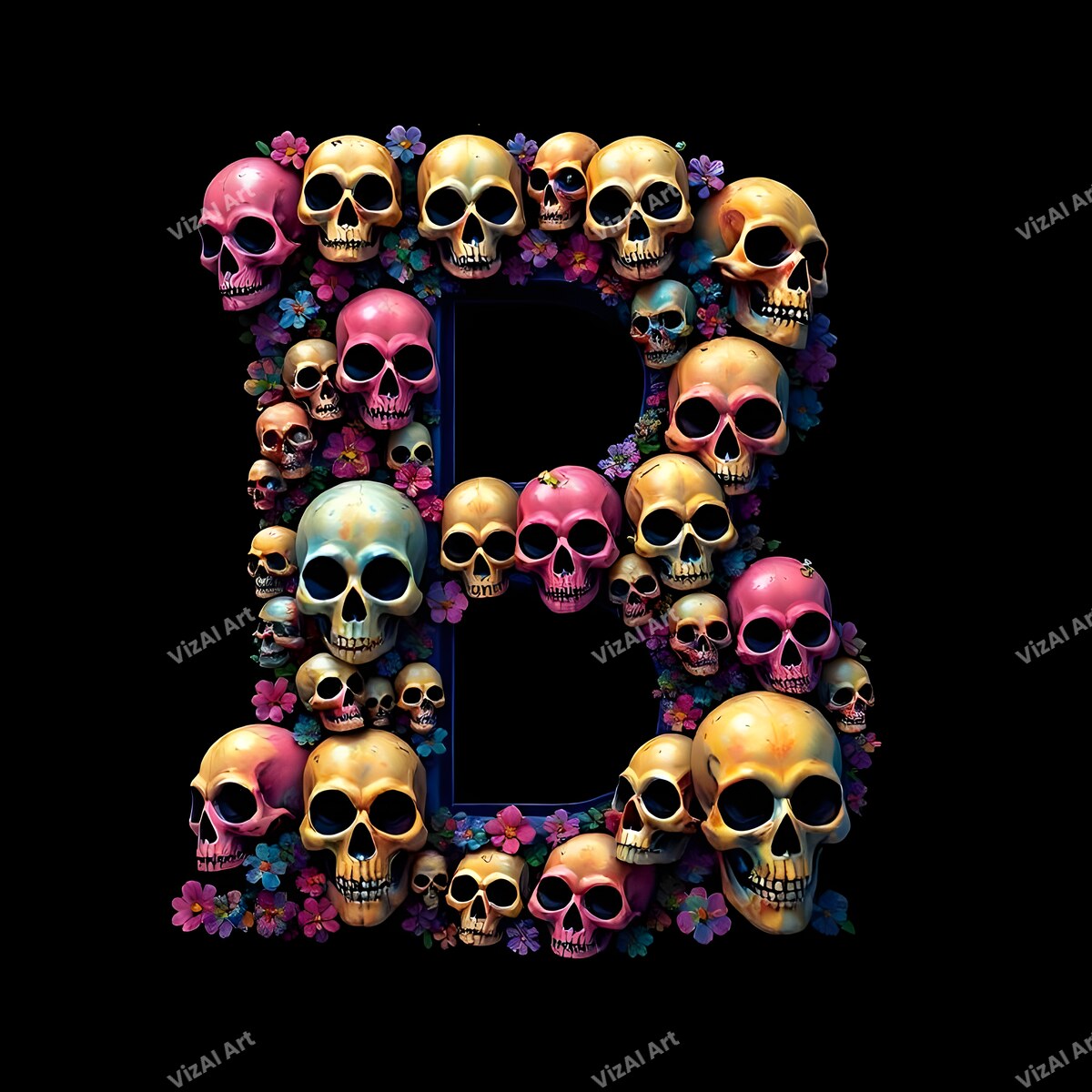 Sugar Skull alphabet letter B