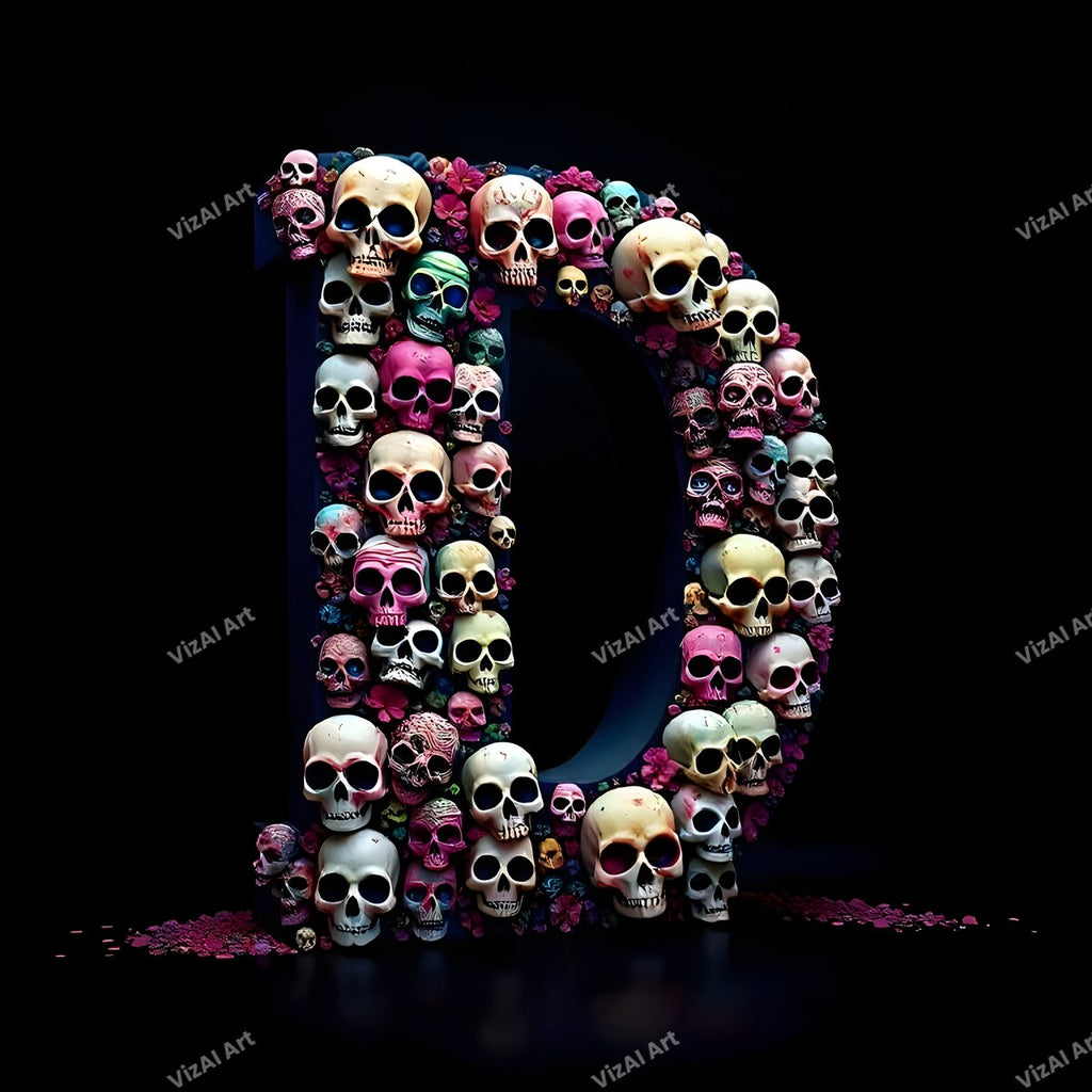 Sugar Skull alphabet letter D