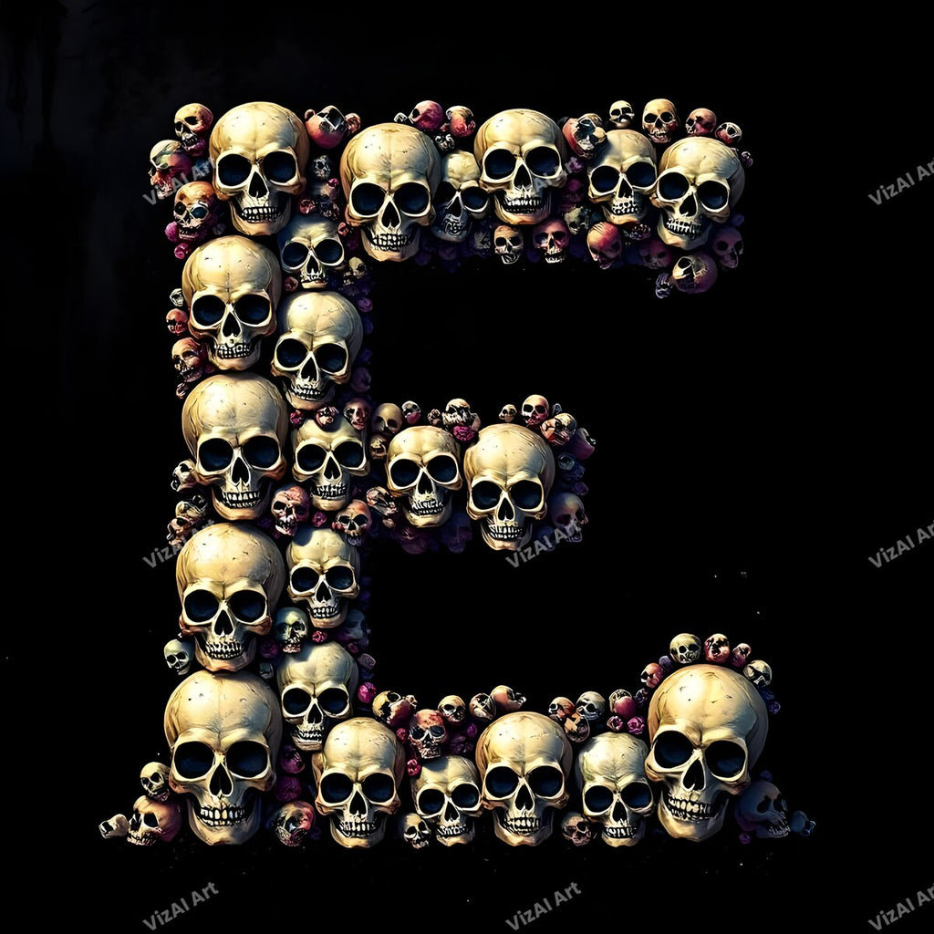 Sugar Skull alphabet letter E