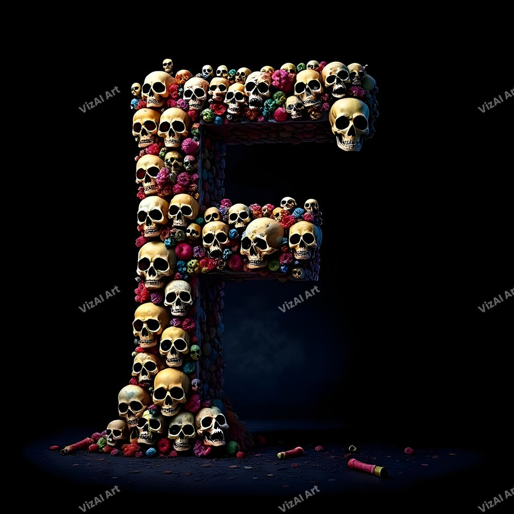 Sugar Skull alphabet letter F