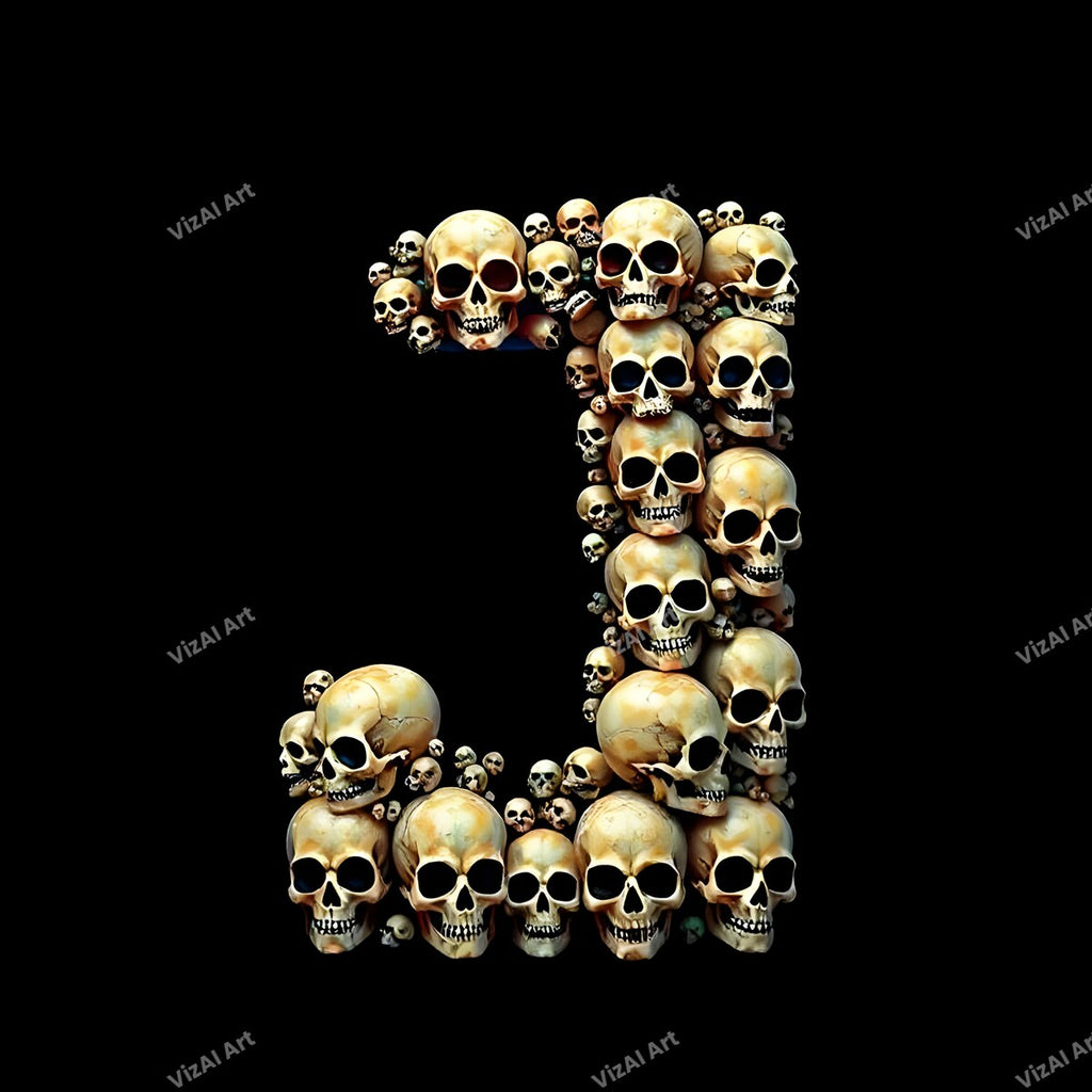 Sugar Skull alphabet letter J