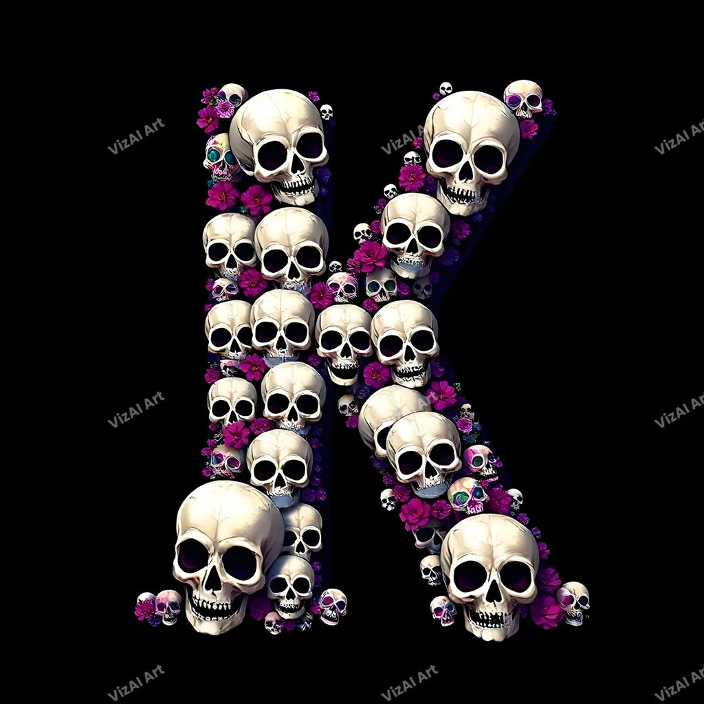 Sugar Skull alphabet letter K