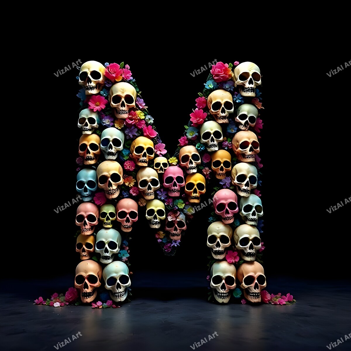 Sugar Skull alphabet letter M