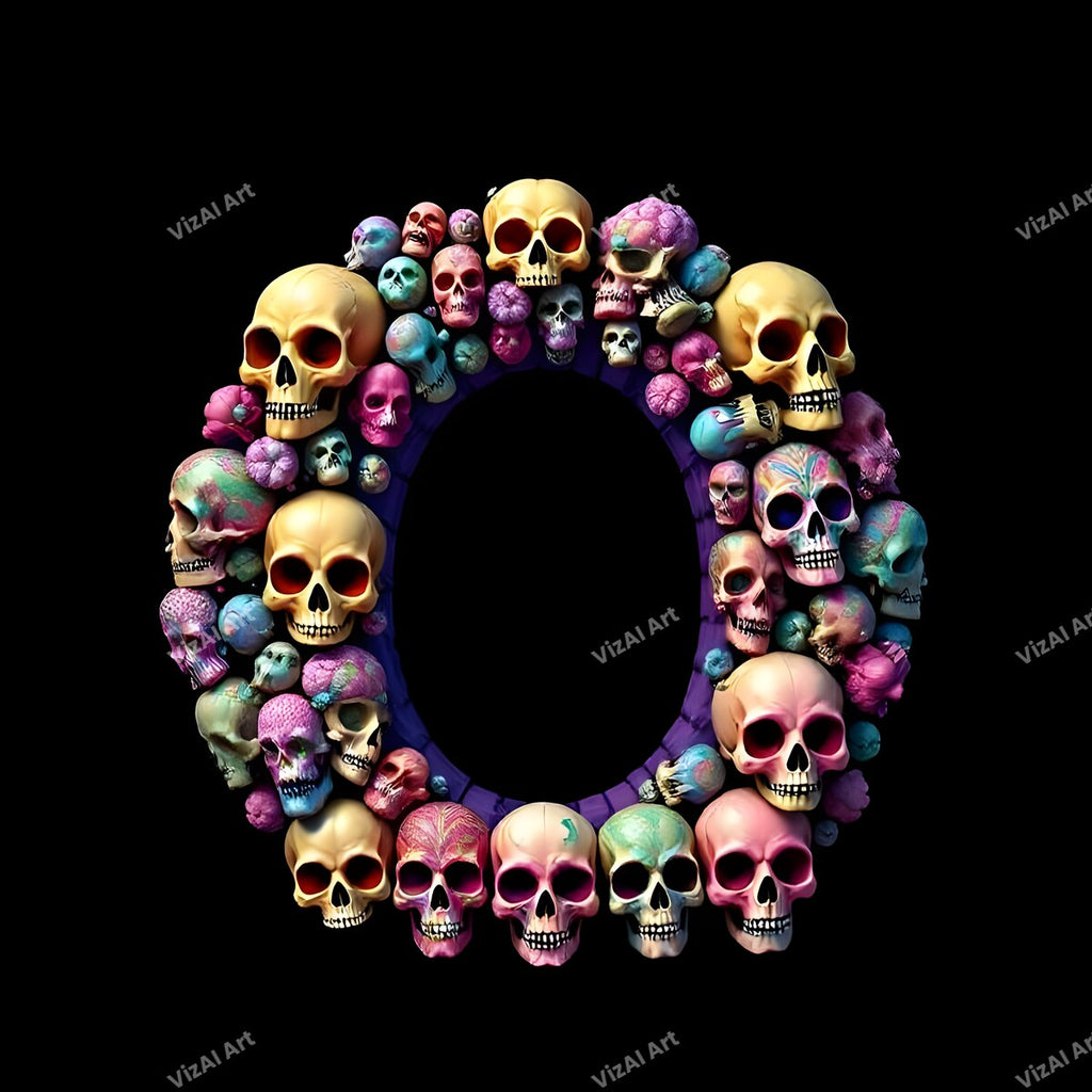 Sugar Skull alphabet letter O