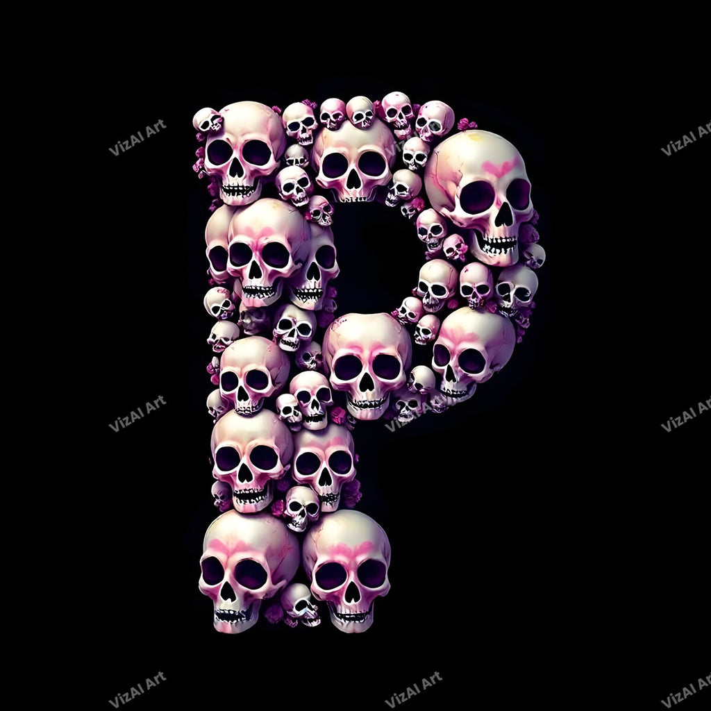 Sugar Skull alphabet letter P