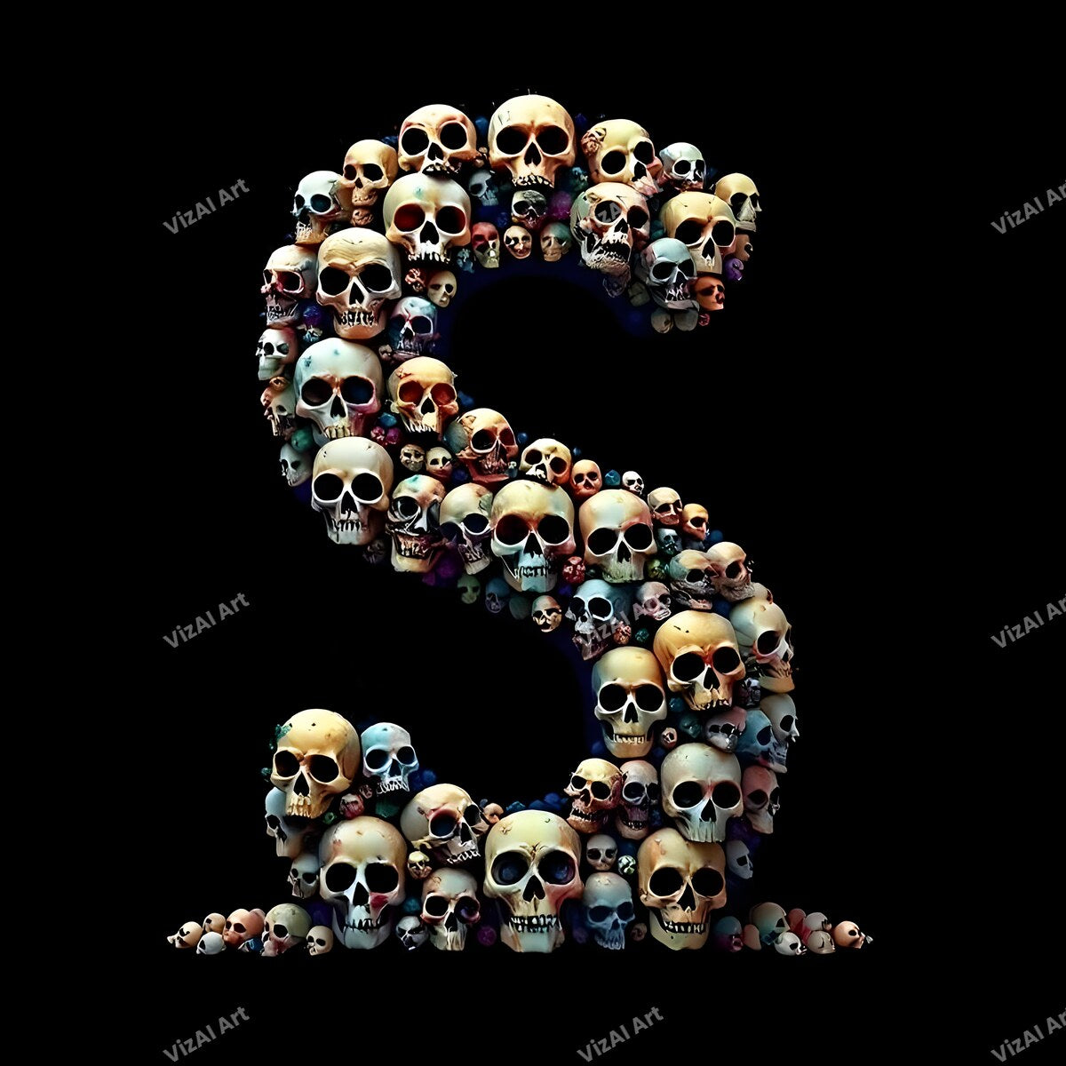 Sugar Skull alphabet letter S
