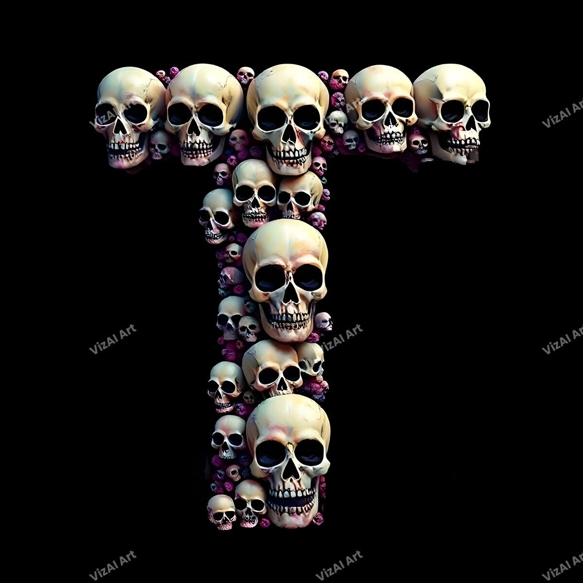 Sugar Skull alphabet letter T