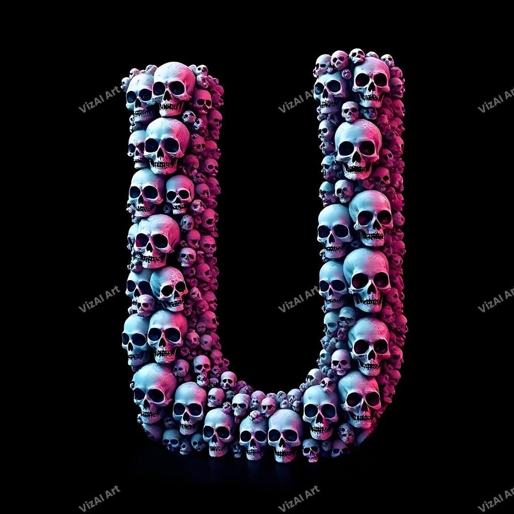 Sugar Skull alphabet letter U