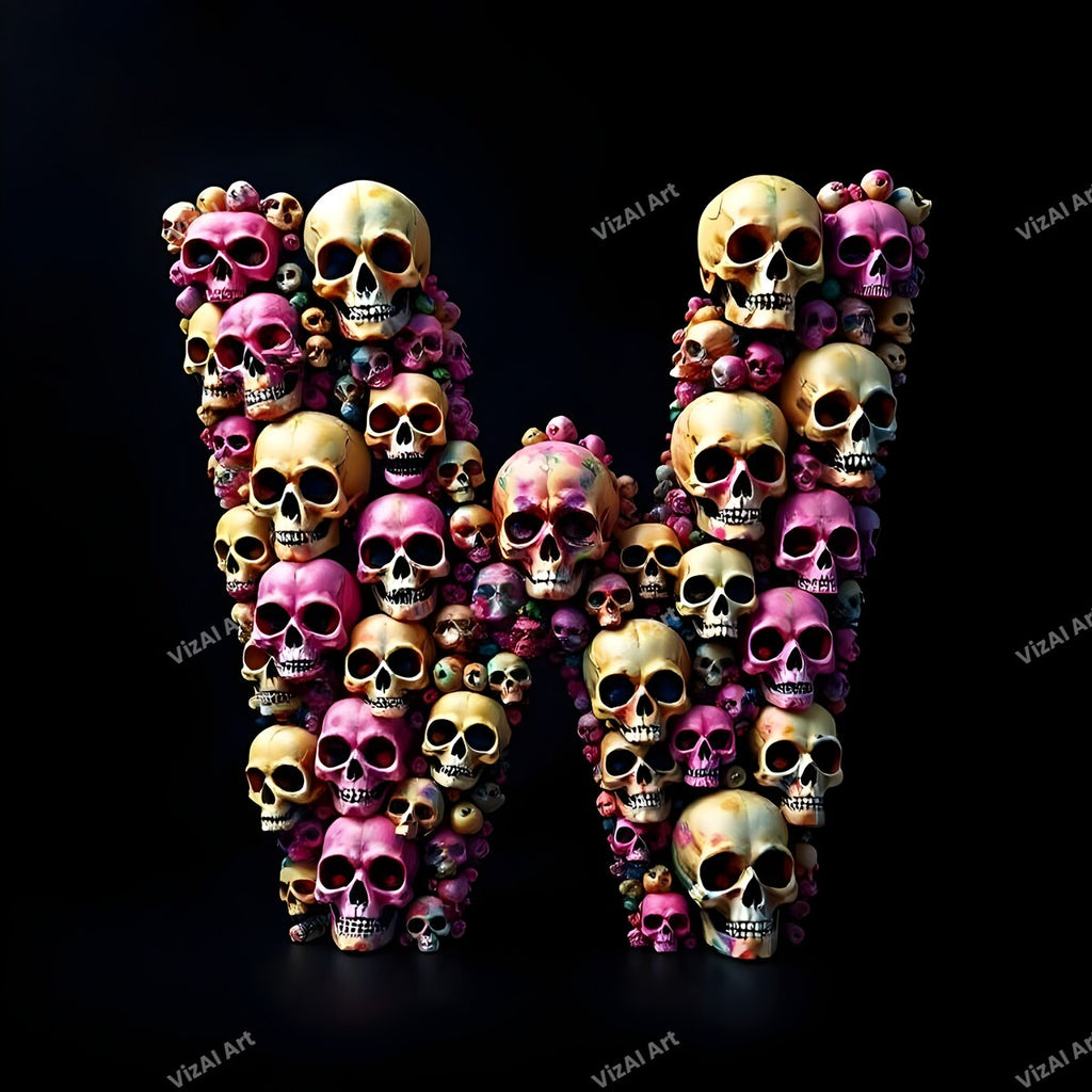 Sugar Skull alphabet letter W