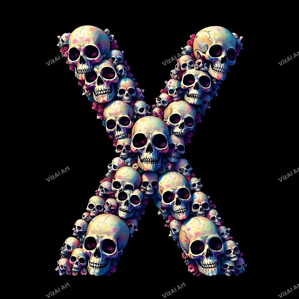 Sugar Skull alphabet letter X