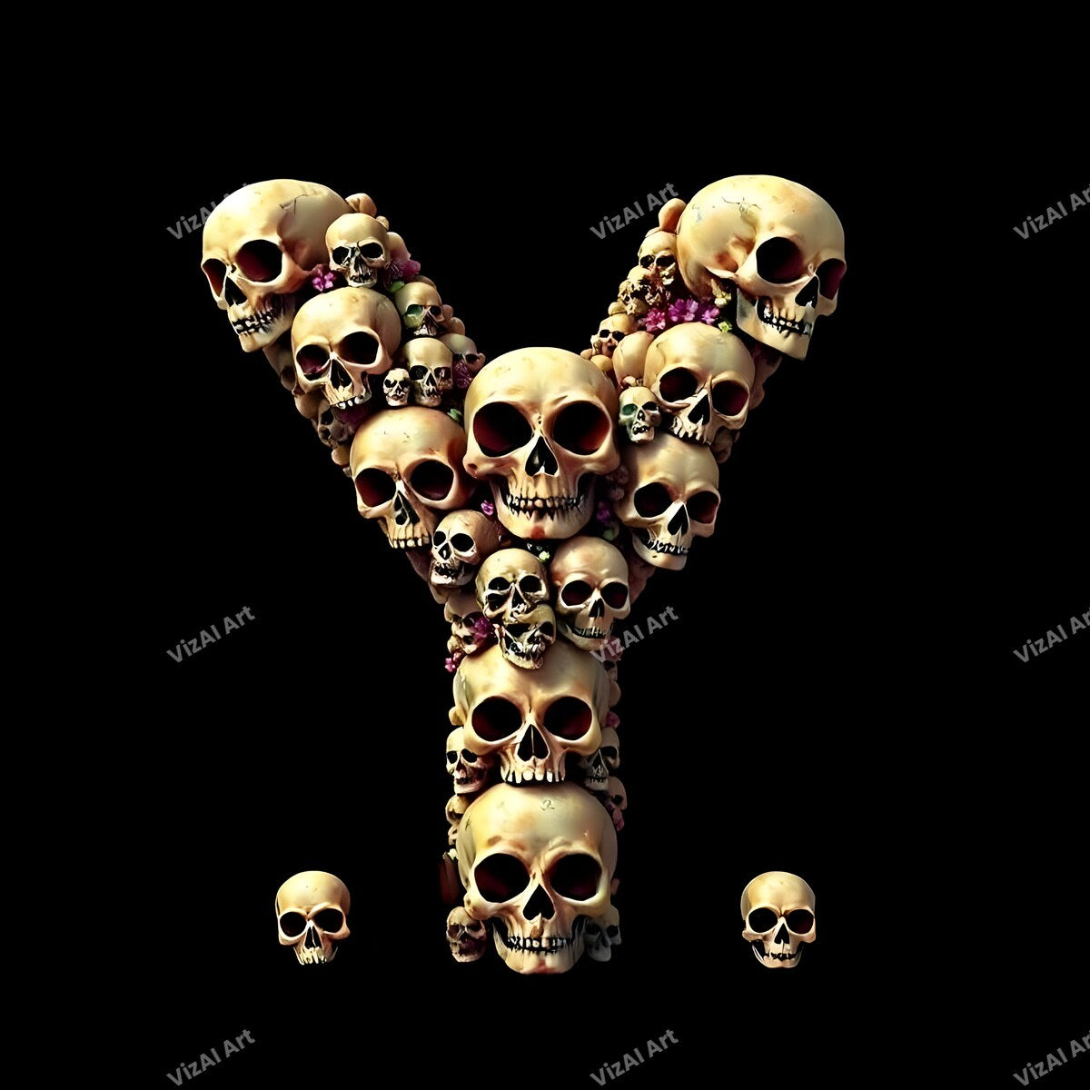 Sugar Skull alphabet letter Y