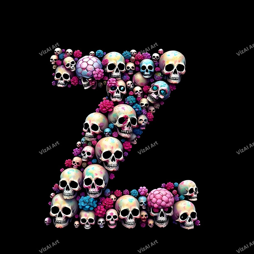 Sugar Skull alphabet letter Z