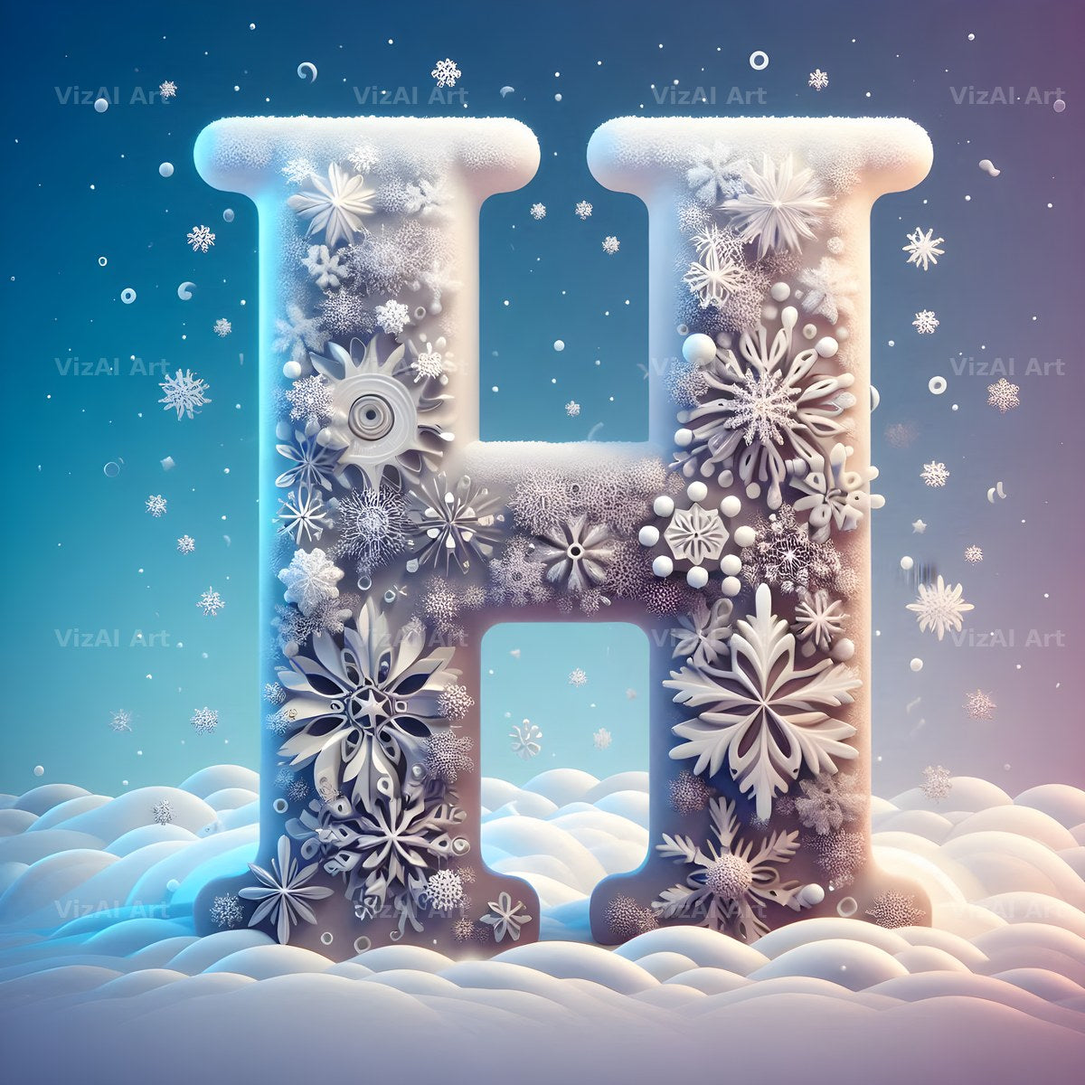 Snow alphabet letter H