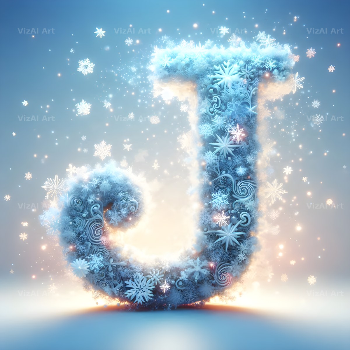 Snow alphabet letter J